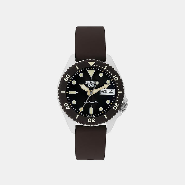 5 Sports Men Automatic Black Dial Analog Silicone Watch SRPG77K1