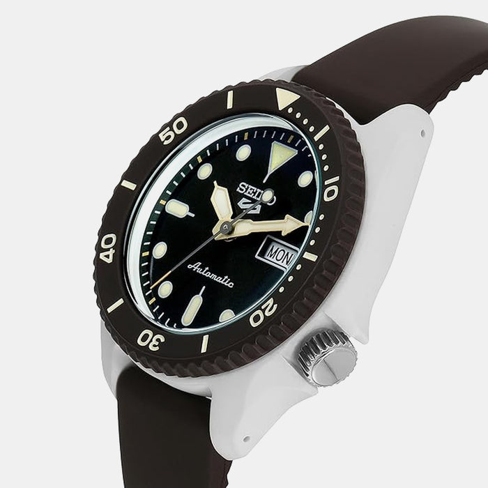 5 Sports Men Automatic Black Dial Analog Silicone Watch SRPG77K1