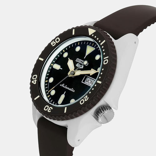 5 Sports Men Automatic Black Dial Analog Silicone Watch SRPG77K1
