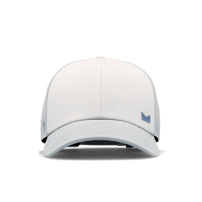 The frontal view of the melin Vintage Fit A-Game Icon Hydro hat in clear lake