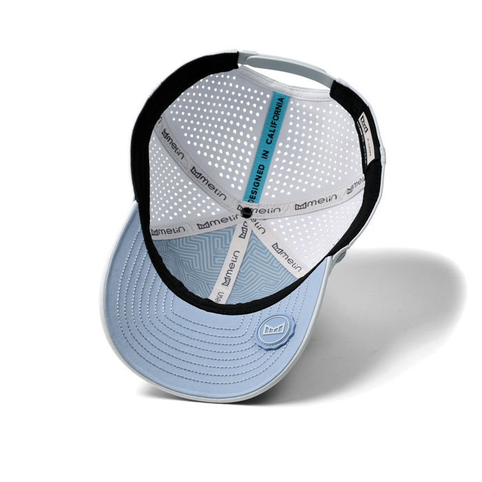 The inside view of the melin Vintage Fit A-Game Icon Hydro hat in clear lake