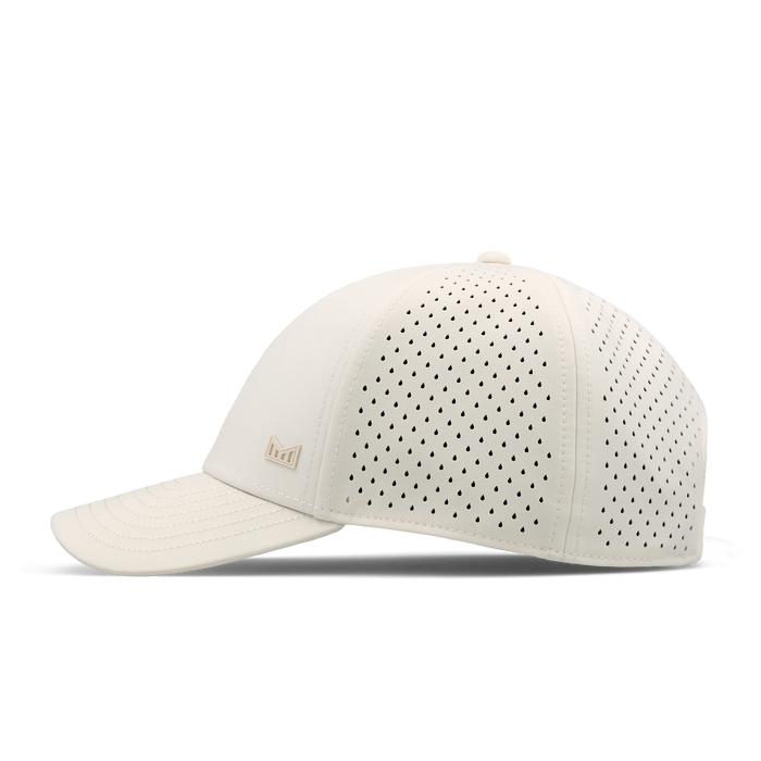 The side view of the melin Vintage Fit A-Game Icon Hydro hat in egret