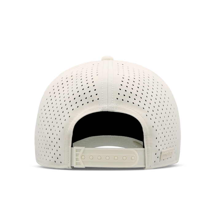 The back view of the melin Vintage Fit A-Game Icon Hydro hat in egret