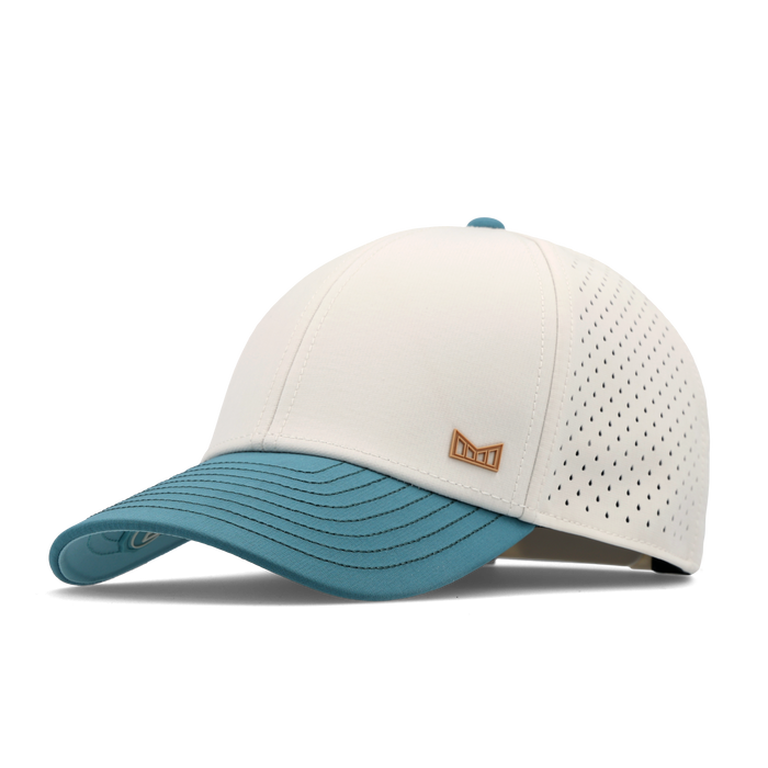 The angled view of the melin Vintage Fit A-Game Icon Hydro hat in riverwalk