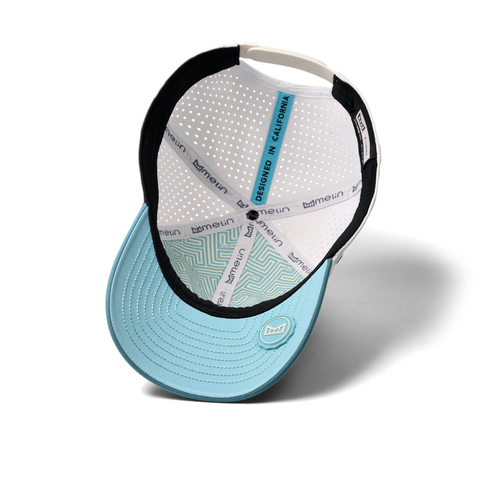 The inside view of the melin Vintage Fit A-Game Icon Hydro hat in riverwalk