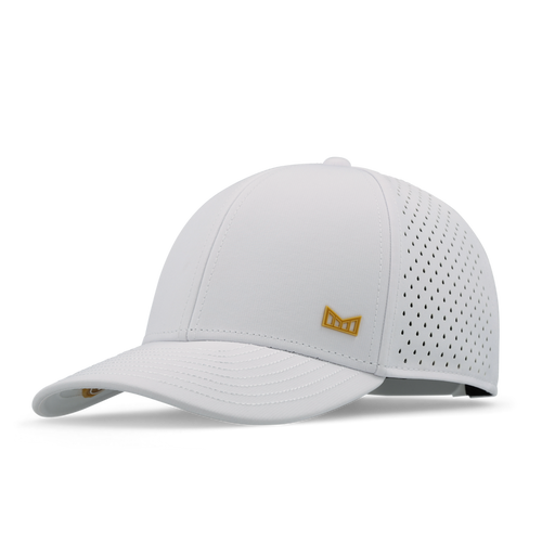 The front, angled view of the melin A-Game Hydro  Vintage Fit in  White / Gum