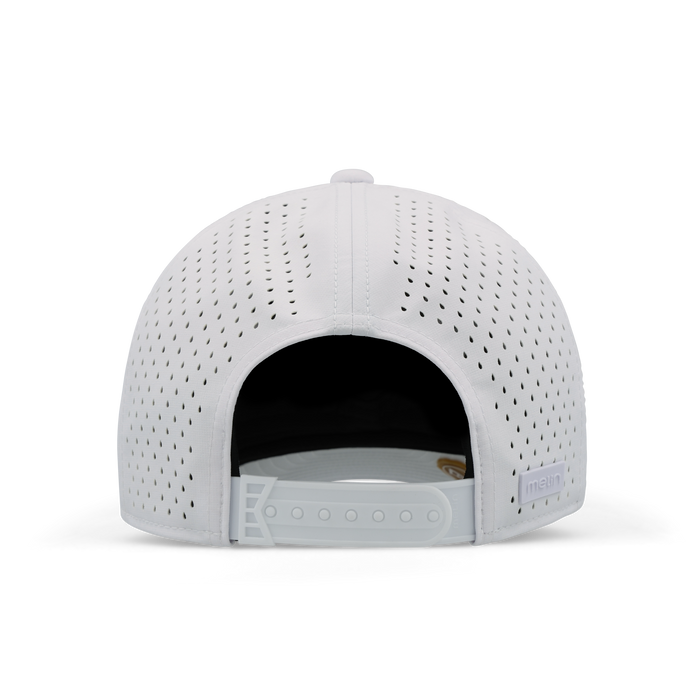 The back view of the melin A-Game Hydro  Vintage Fit in  White / Gum
