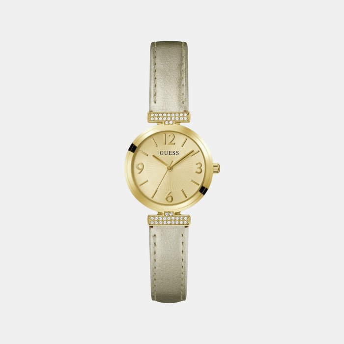 Array Women Quartz Champagne Dial Analog Leather Watch GW0614L2