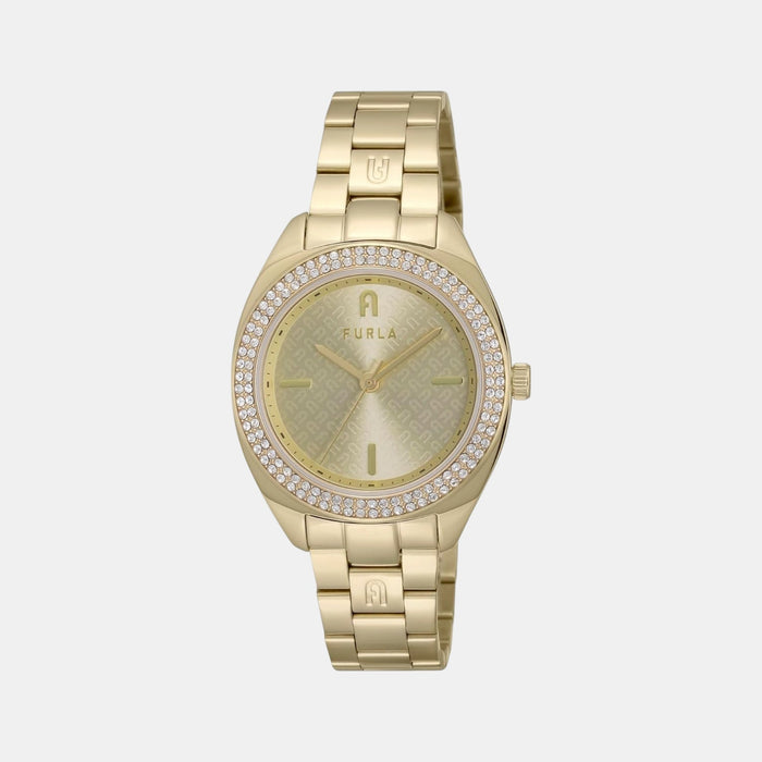 Athleisure Women Quartz Champagne Dial Analog Stainless Steel Watch WW00038003L2