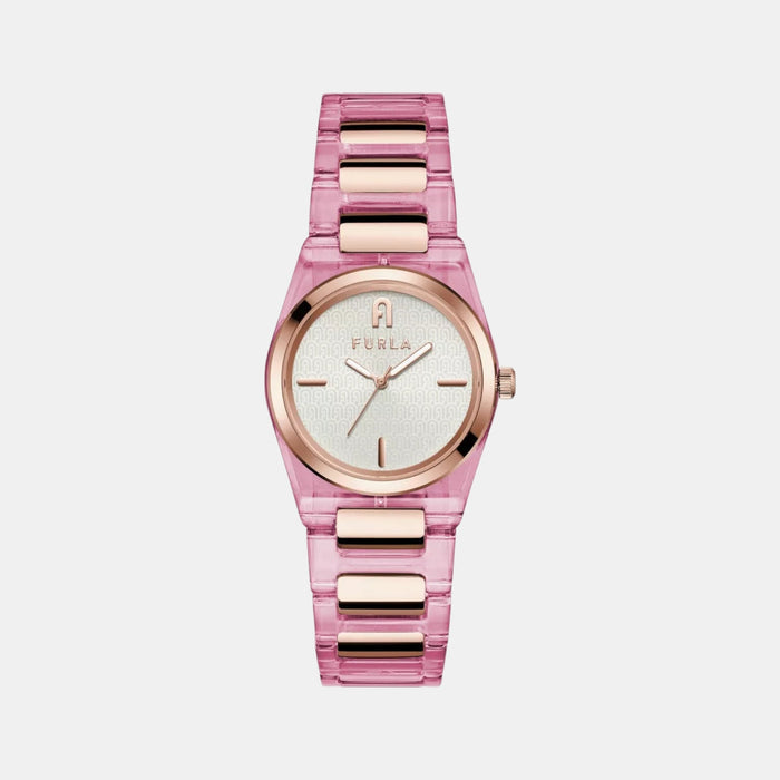 Athleisure Women Quartz Silver Dial Analog Resin Watch WW00028006L3