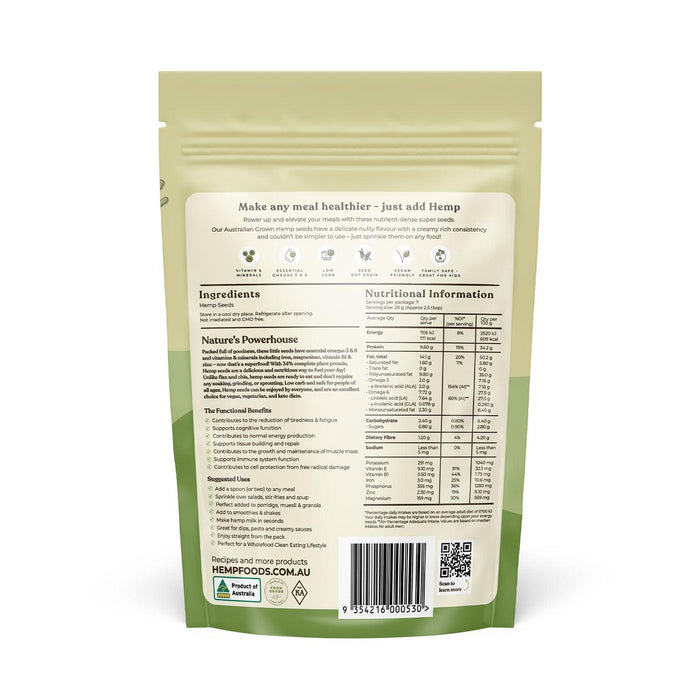 Aus Grown Conventional Hulled Hemp Seeds - 200g - Hemp Foods Australia