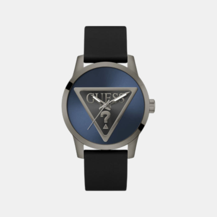 Badge Men Quartz Blue Dial Analog Leather Watch GW0781G5