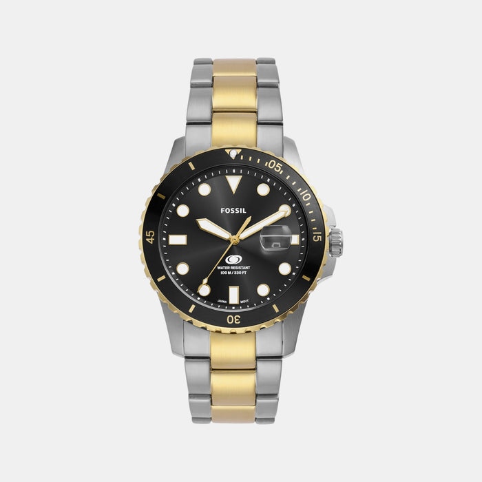Blue Dive Men Quartz Black Dial Analog Stainless Steel Watch FS6031