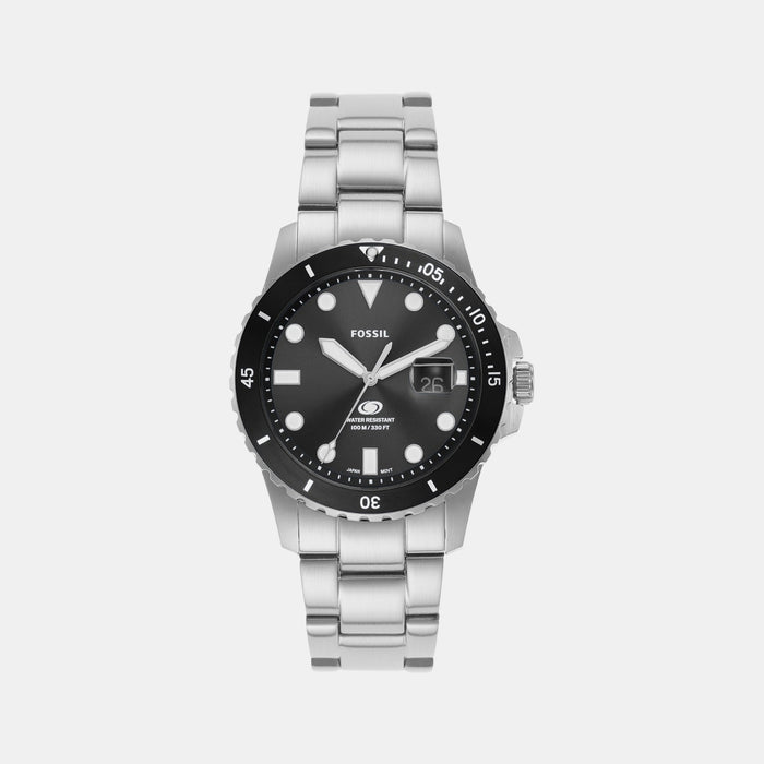 Blue Dive Men Quartz Black Dial Analog Stainless Steel Watch FS6032