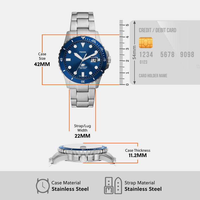 Fossil 42 mm Silver Quartz watch