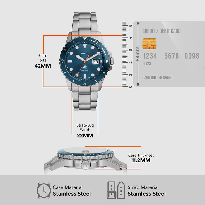 Fossil Stainless Steel Blue watch
