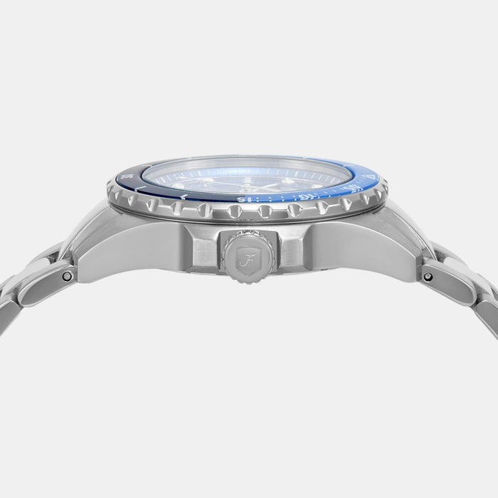 Blue Dive Women Quartz Blue Dial Analog Stainless Steel Watch ES5353