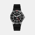 Blue GMT Men Quartz Black Dial Analog Silicone Watch FS6036