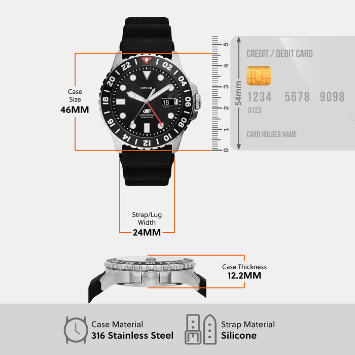 Fossil 46 mm Black GMT watch