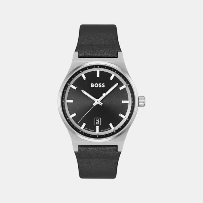 Boss Candor Men Quartz Black Dial Analog Leather Watch 1514075