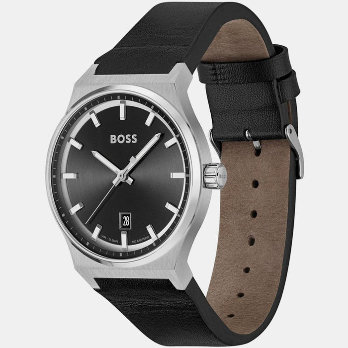 Boss Candor Men Quartz Black Dial Analog Leather Watch 1514075