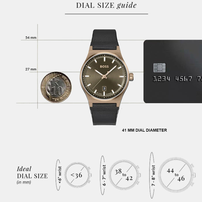 Boss Candor Men Quartz Green Dial Analog Leather Watch 1514080
