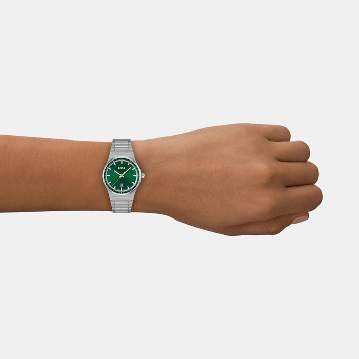 Boss Candor Men Quartz Green Dial Analog Stainless Steel Watch 1514079