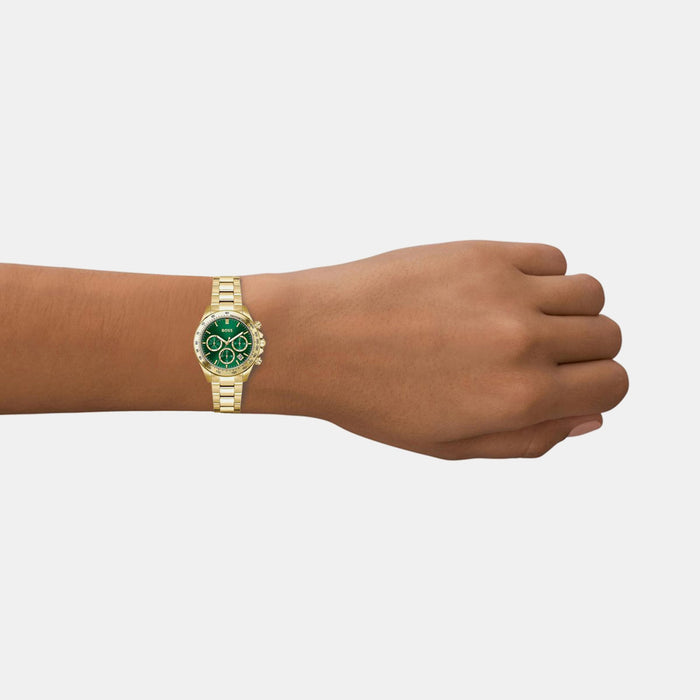 Boss Novia Women Quartz Green Dial Multi-Function Stainless Steel Watch 1502750