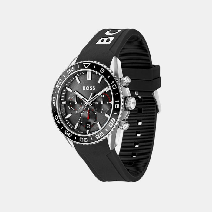 Boss Runner Men Quartz Black Dial Chronograph Silicone Watch 1514141