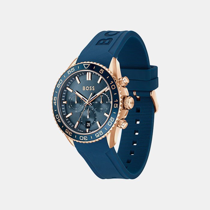 Boss Runner Men Quartz Blue Dial Chronograph Silicone Watch 1514169