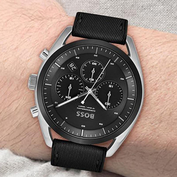 Boss Top Men Quartz Black Dial Chronograph Silicone Watch 1514091