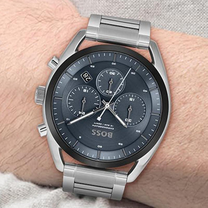 Boss Top Men Quartz Blue Dial Chronograph Stainless Steel Watch 1514093