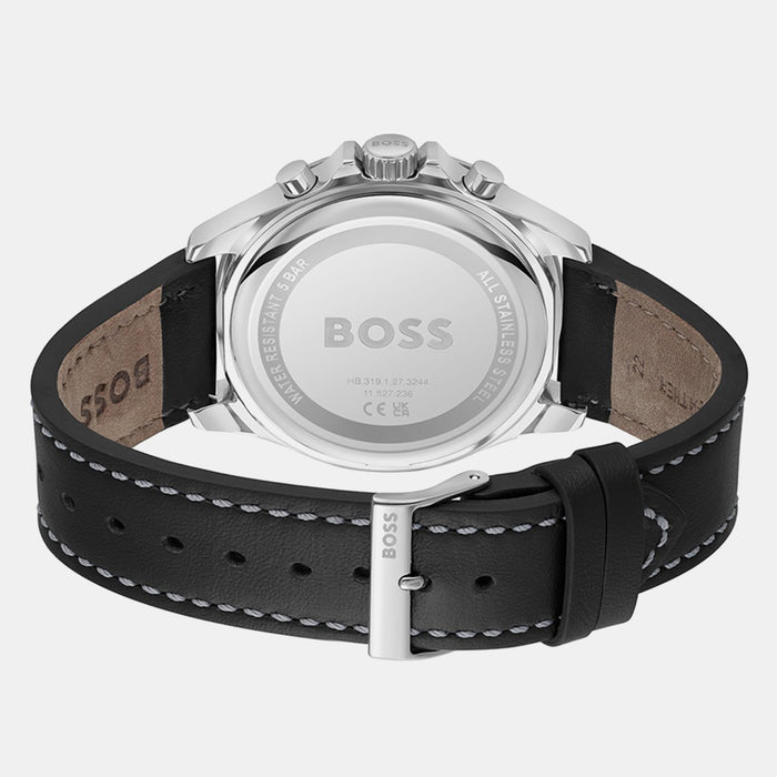 Boss Troper Men Quartz Black Dial Chronograph Leather Watch 1514099