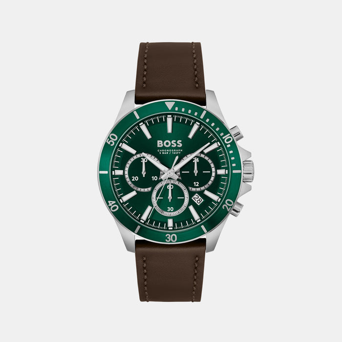 Boss Round Green Chronograph watch