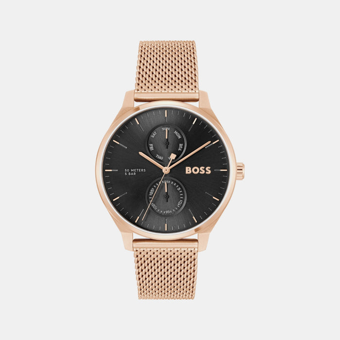 Boss Tyler Men Quartz Black Dial Multi-Function Mesh Watch 1514104