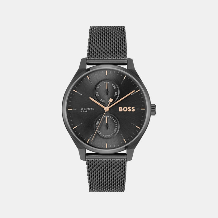 Boss Tyler Men Quartz Black Dial Multi-Function Mesh Watch 1514105