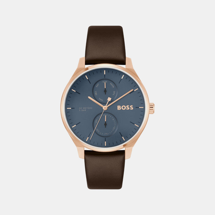 Boss Tyler Men Quartz Blue Dial Multi-Function Leather Watch 1514103