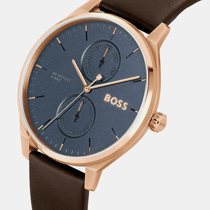 Boss Tyler Men Quartz Blue Dial Multi-Function Leather Watch 1514103