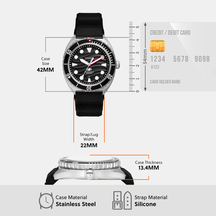 Fossil 42 mm Black Quartz watch