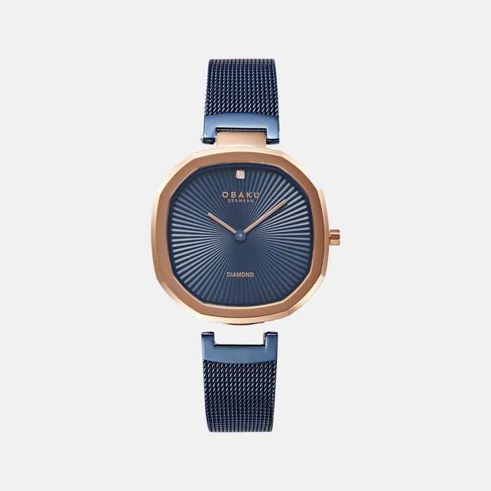 Brilliant Women Quartz Blue Dial Analog Stainless Steel Watch V277LXVLML