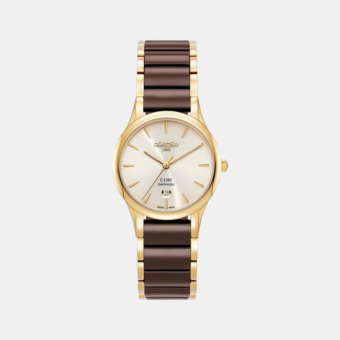 Female Cream Analog Ceramic Watch 658844 48 35 63
