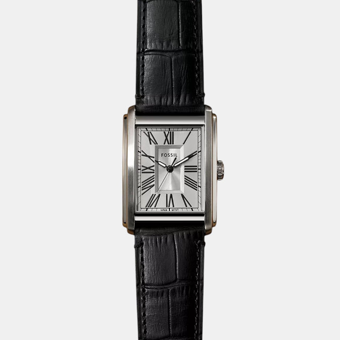 Carraway Men Quartz Silver Dial Analog Leather Watch FS6078