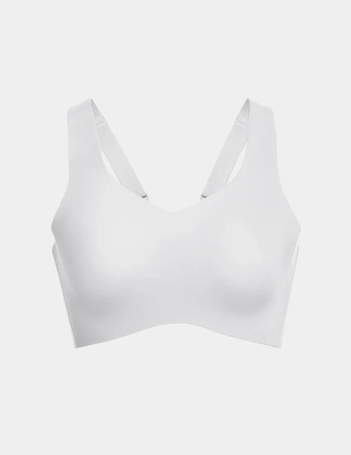 | Front view of model highlighting the coverage and fit | White