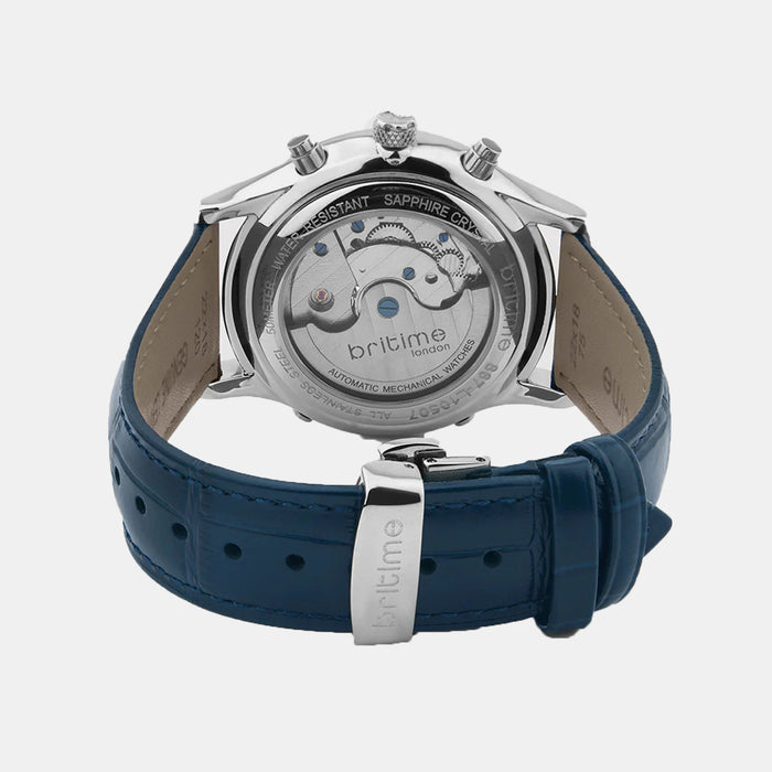Celestial Men Automatic Blue Dial Chronograph Leather Watch 867-L10507