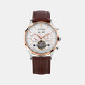 Celestial Men Automatic White Dial Chronograph Leather Watch 867-L30308