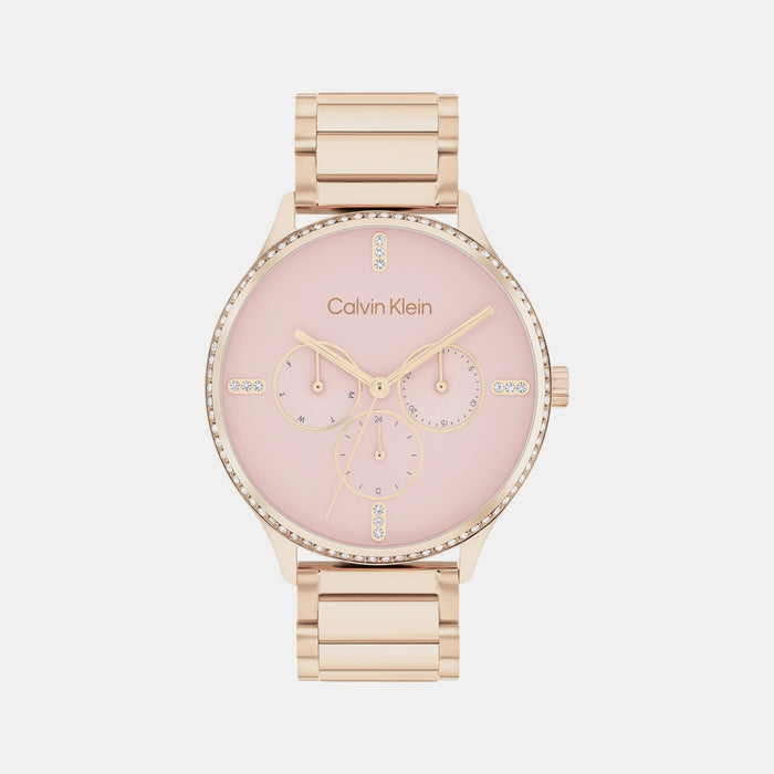 Ck Dress Women Quartz Pink Dial Multi-Function Stainless Steel Watch 25200370