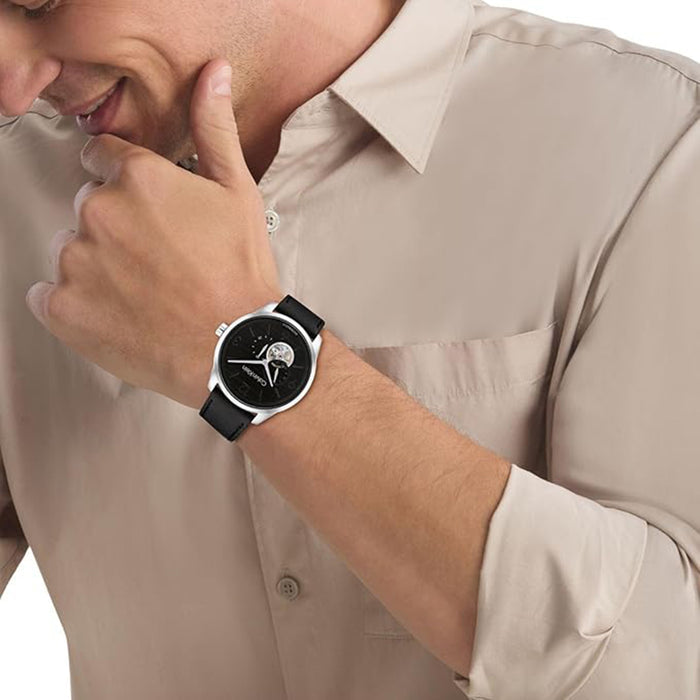 Ck Esteem Men Automatic Black Dial Analog Leather Watch 25200388
