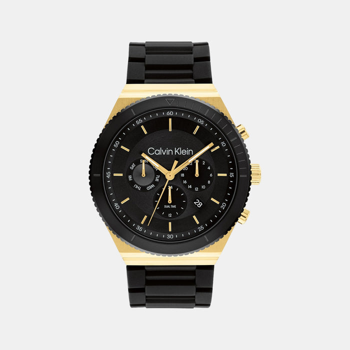 Ck Fearless Men Quartz Black Dial Multi-Function Silicone Watch 25200306