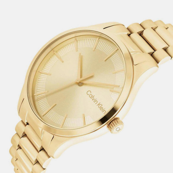 Ck Iconic Unisex Quartz Champagne Dial Analog Stainless Steel Watch 25200043