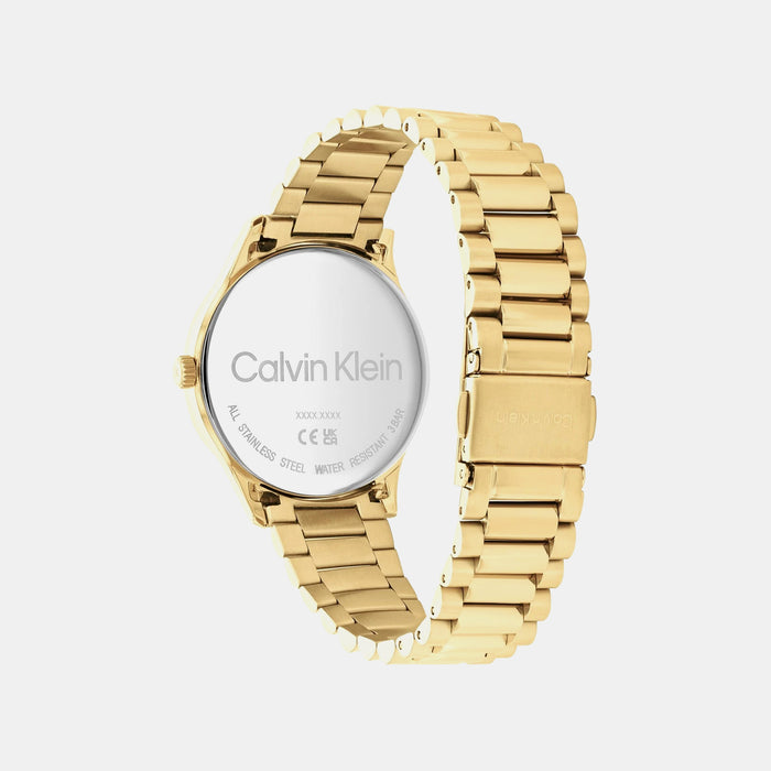 Ck Iconic Unisex Quartz Champagne Dial Analog Stainless Steel Watch 25200043